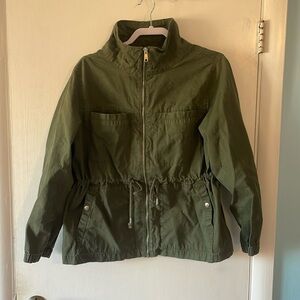 XL Old Navy Green Linen Blend Tie Waist Full Zip Lightweight Jacket